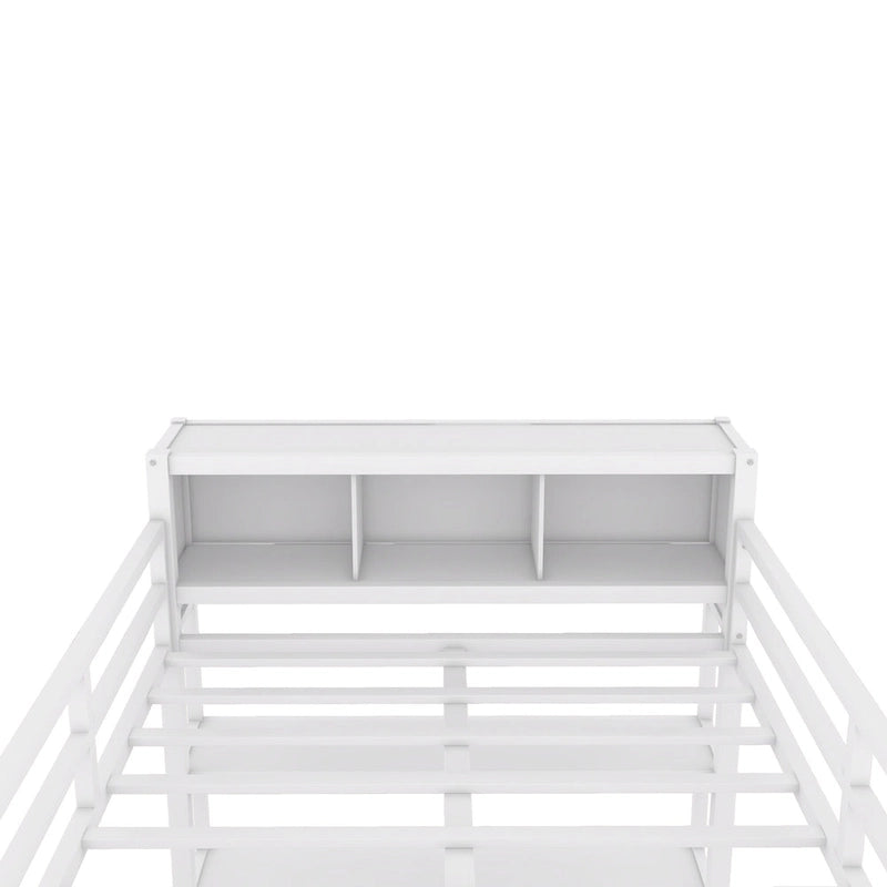 Full Size Metal Loft Bed with Wardrobe And L-shaped Desk, Storage Cubes and Shelves for Kids, Teens, Adults