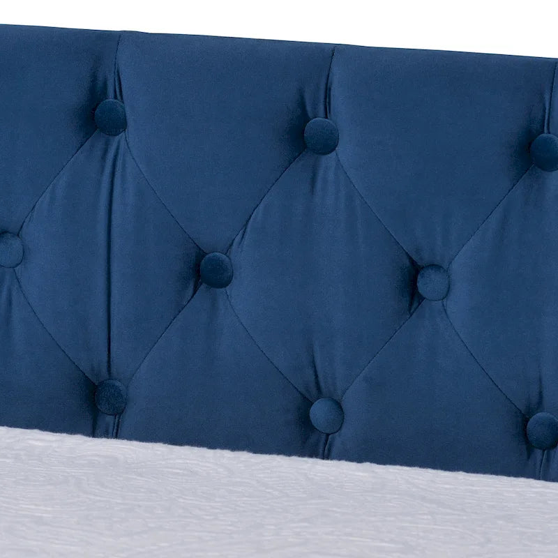 Modern Velvet Fabric Upholstered Daybed with Trundle