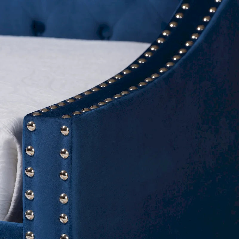 Modern Velvet Fabric Upholstered Daybed with Trundle