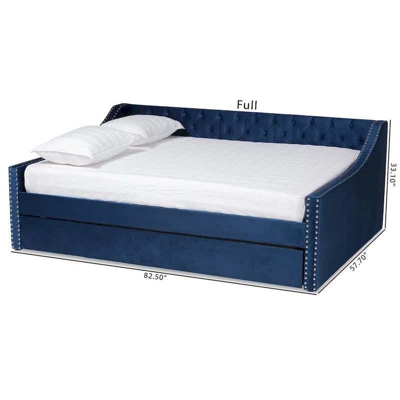 Modern Velvet Fabric Upholstered Daybed with Trundle