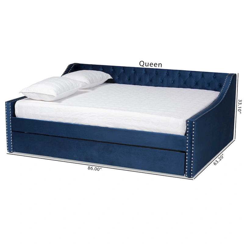 Modern Velvet Fabric Upholstered Daybed with Trundle