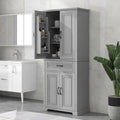 72Tall Bathroom Storage Cabinet with Doors and Drawer, Multiple Storage Space, Adjustable Shelf, Grey