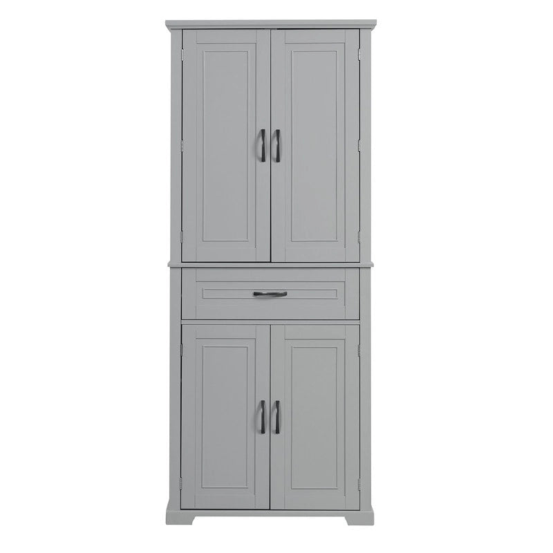 72Tall Bathroom Storage Cabinet with Doors and Drawer, Multiple Storage Space, Adjustable Shelf, Grey