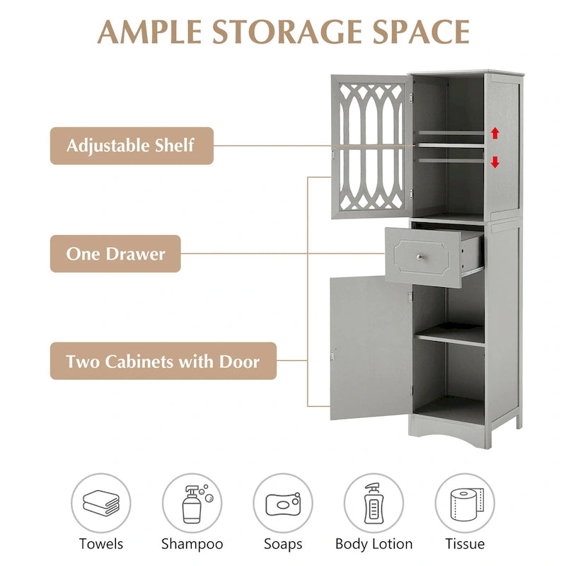 Bathroom Cabinet with Drawer and Doors