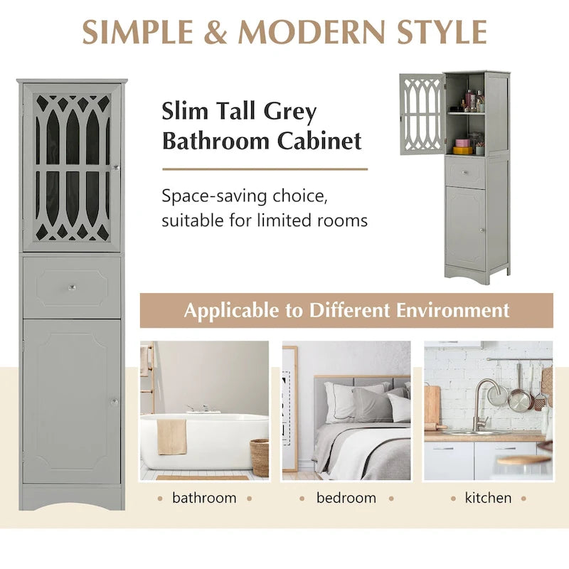 Bathroom Cabinet with Drawer and Doors