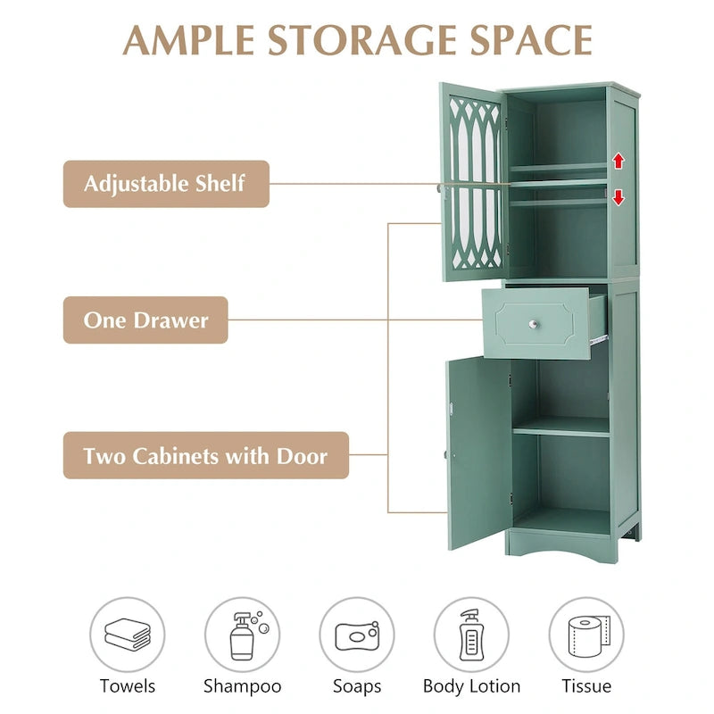 Bathroom Cabinet with Drawer and Doors