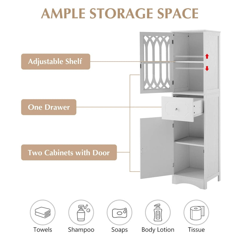 Bathroom Cabinet with Drawer and Doors