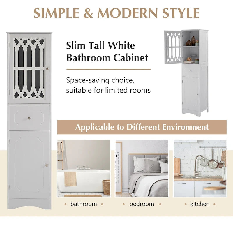 Bathroom Cabinet with Drawer and Doors