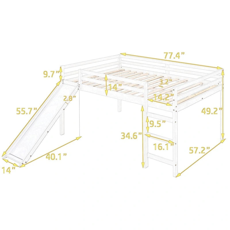 Full Loft Bed with Slide