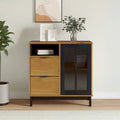 Sideboard with Glass Door, 31.5x15.7x31.5 Solid Wood Pine