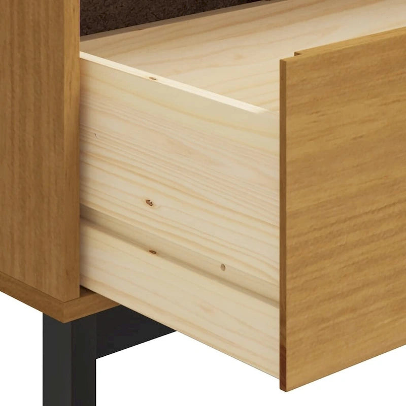 Sideboard with Glass Door, 31.5x15.7x31.5 Solid Wood Pine