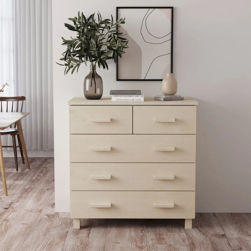 Sideboard Bar Buffet Console Cabinet with Drawers, Solid Wood Pine - 31.1x15.7x31.5