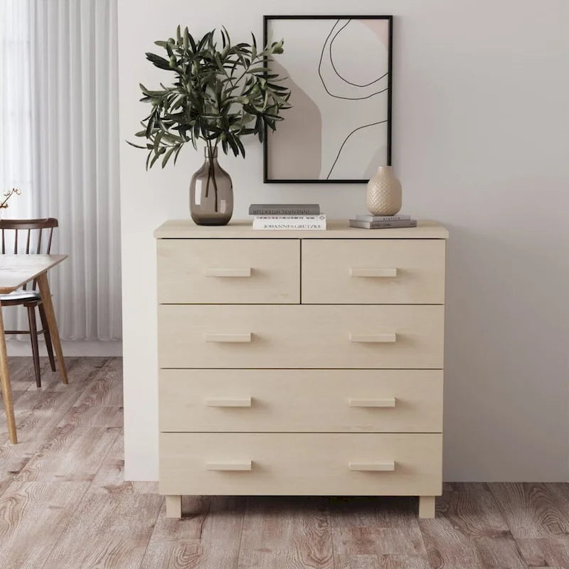 vidaXL Sideboard Bar Buffet Console Cabinet with Drawers HAMAR Solid Wood Pine - 31.1x15.7x31.5