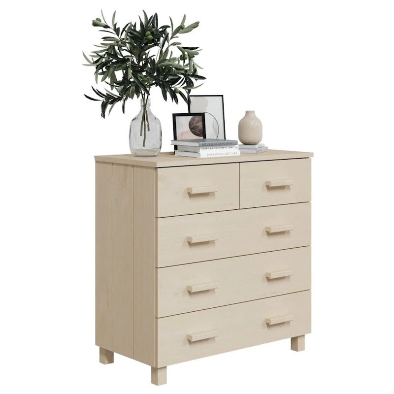 Sideboard Bar Buffet Console Cabinet with Drawers, Solid Wood Pine - 31.1x15.7x31.5