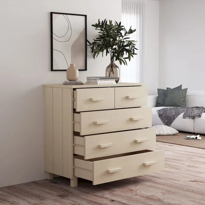 Sideboard Bar Buffet Console Cabinet with Drawers, Solid Wood Pine - 31.1x15.7x31.5