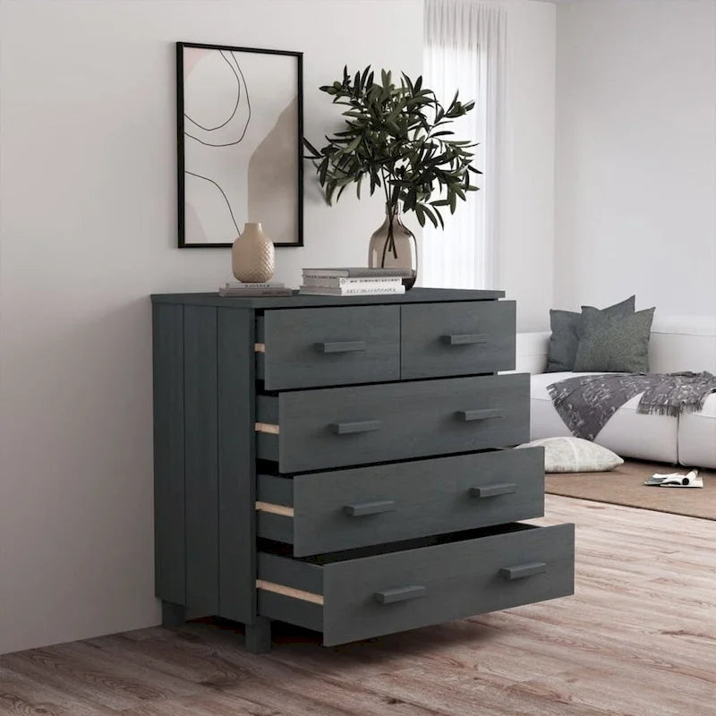 Sideboard Bar Buffet Console Cabinet with Drawers, Solid Wood Pine - 31.1x15.7x31.5