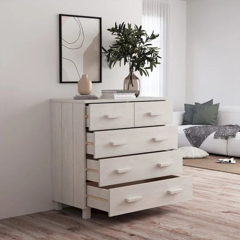 Sideboard Bar Buffet Console Cabinet with Drawers, Solid Wood Pine - 31.1x15.7x31.5