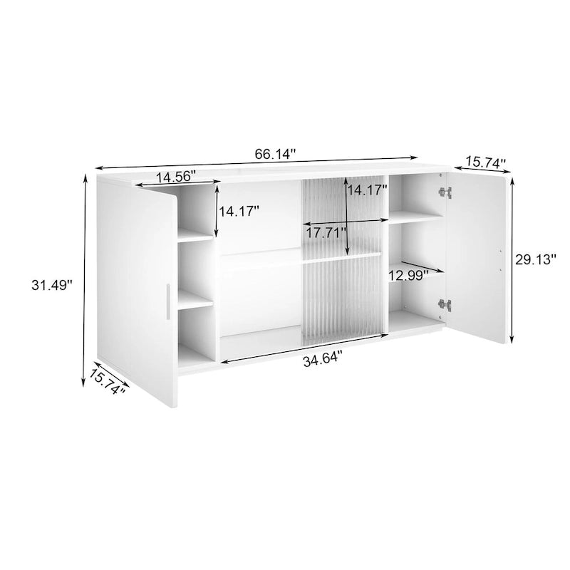 Modern Wooden Side Cabinets with 2 Doors and 1 Glass Doors