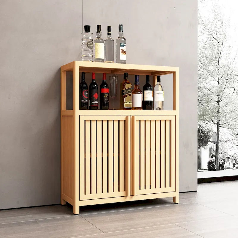 Large Capacity Bamboo Storage Cabinet Furniture for Bathroom Living Room with Shelves