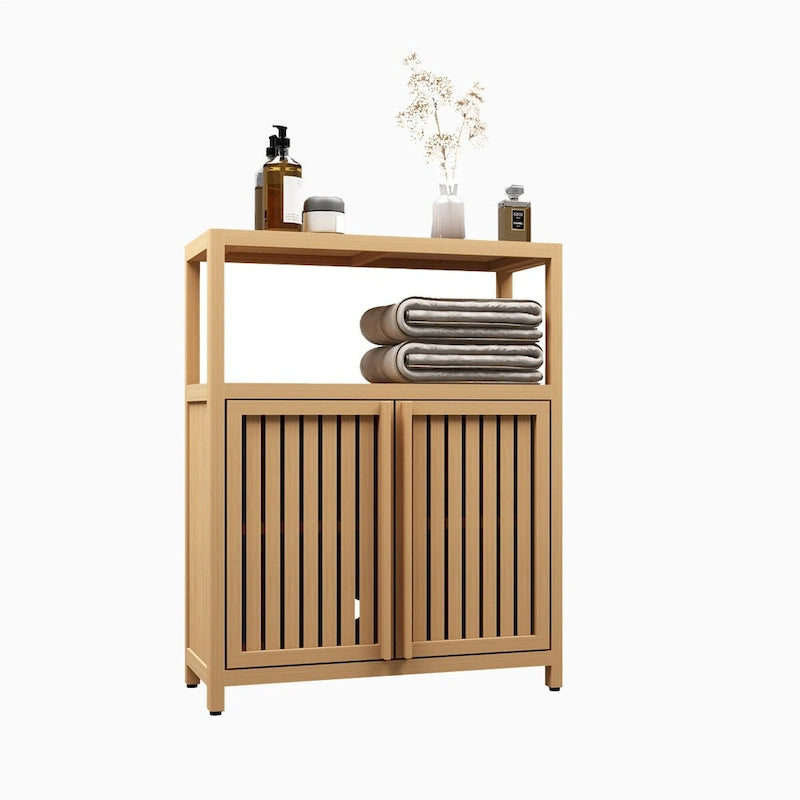 Large Capacity Bamboo Storage Cabinet Furniture for Bathroom Living Room with Shelves