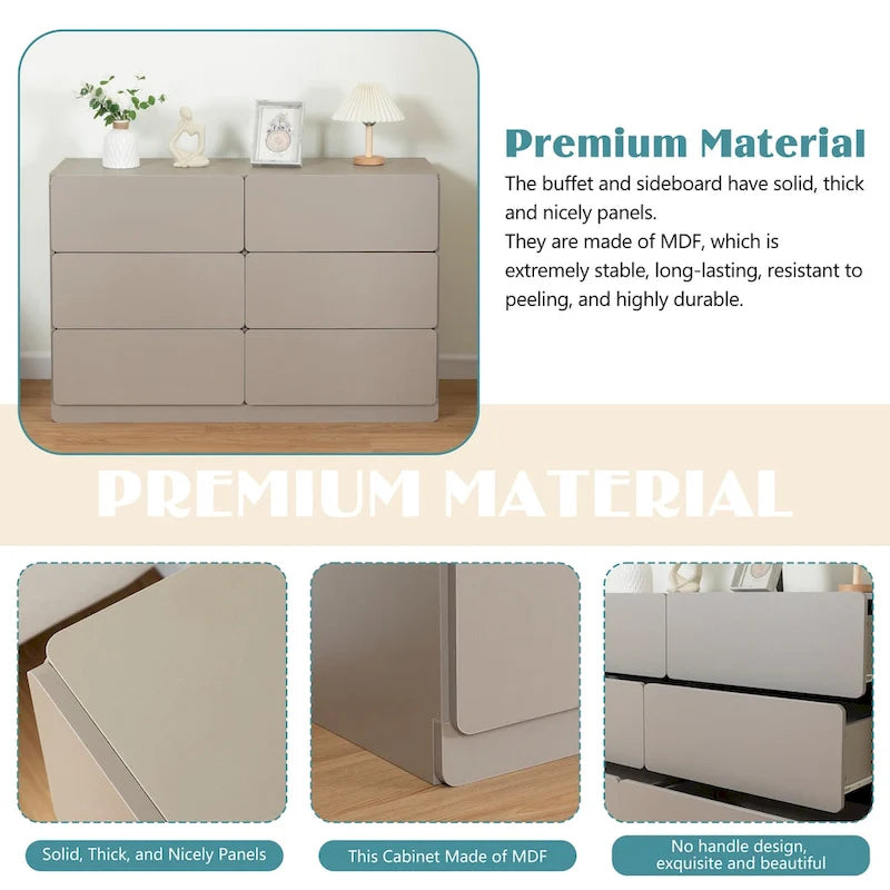 Drawer dresser cabinet,bar cabinet,Buffet server console,table storge cabinets,Flat out the corners of the drawers,six drawers