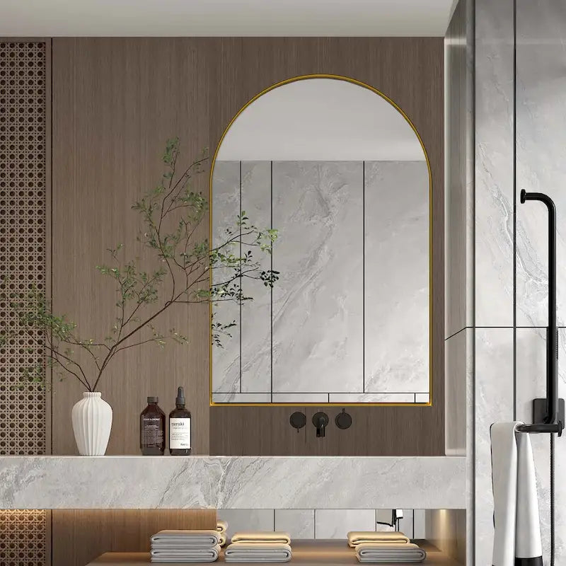Metal Framed Bathroom Wall Cabinet with Mirror and Adjustable Shelves