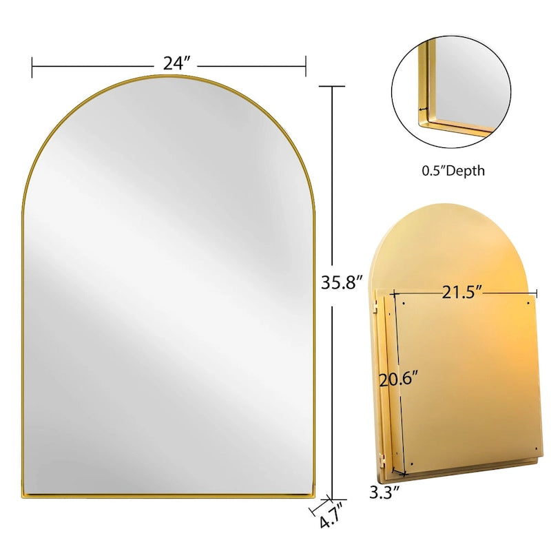 Metal Framed Bathroom Wall Cabinet with Mirror and Adjustable Shelves