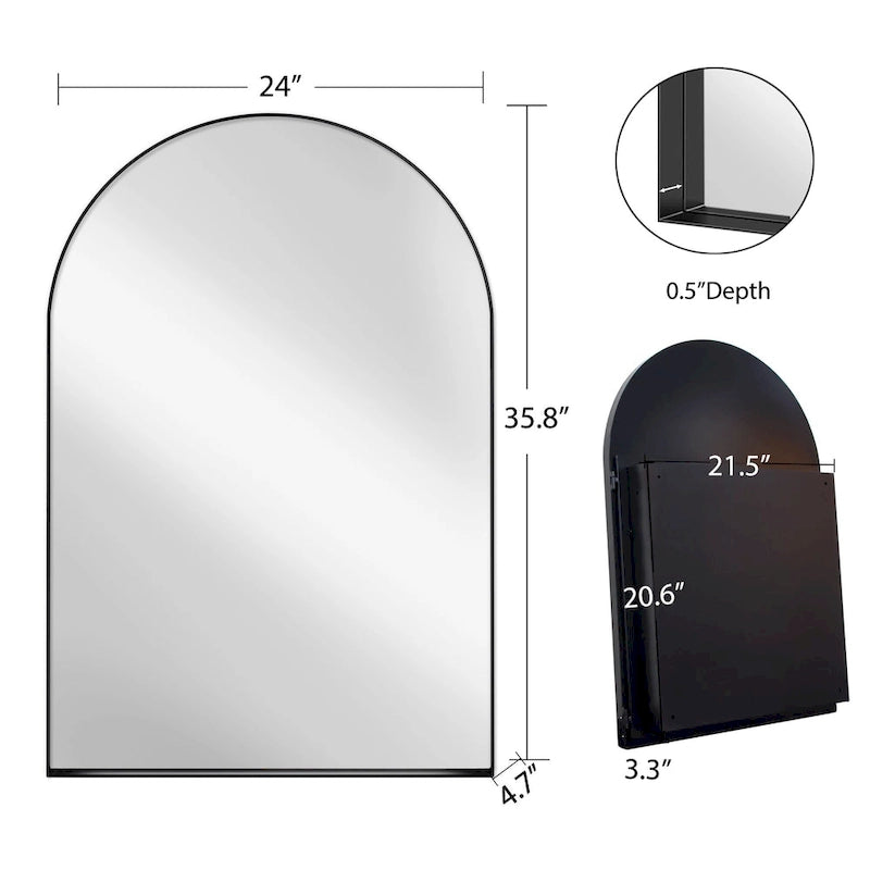 Metal Framed Bathroom Wall Cabinet with Mirror and Adjustable Shelves