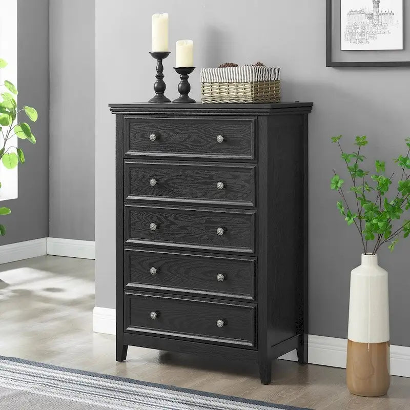 5 Storage Drawers Dresser Cabinet