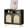 Rattan 2-Door Buffet Sideboard Cabinet with Adjustable Shelves for Kitchen Hallway