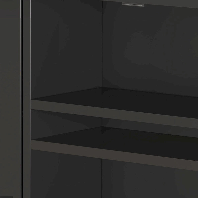 Rattan 2-Door Buffet Sideboard Cabinet with Adjustable Shelves for Kitchen Hallway