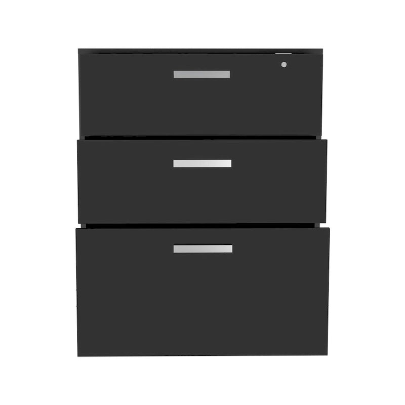 3 Drawers Storage Cabinet with Casters, Black Wengue Finish, High Quality and Durable