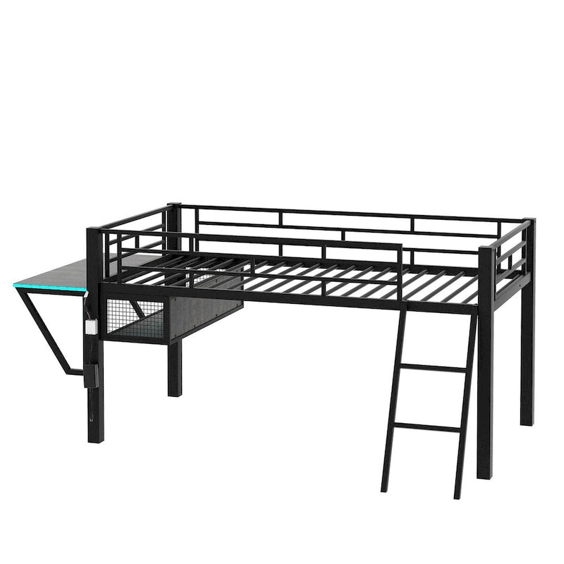 Gaming Mid Loft Bed with Desk