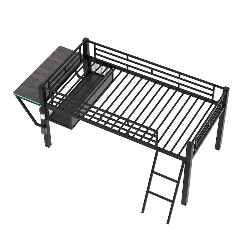 Gaming Mid Loft Bed with Desk