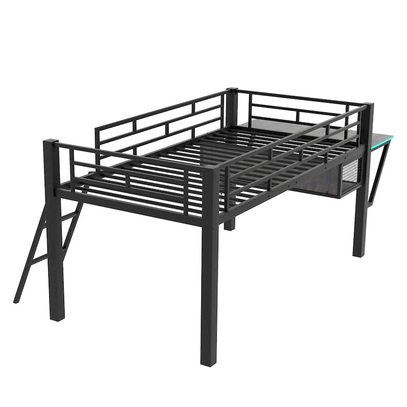 Gaming Mid Loft Bed with Desk