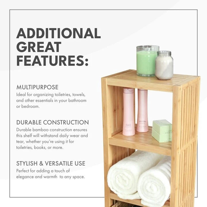 Deluxe Bamboo Freestanding 5-Tier Bathroom Organizing Shelf, Bathroom Organizer with Storage Shelves
