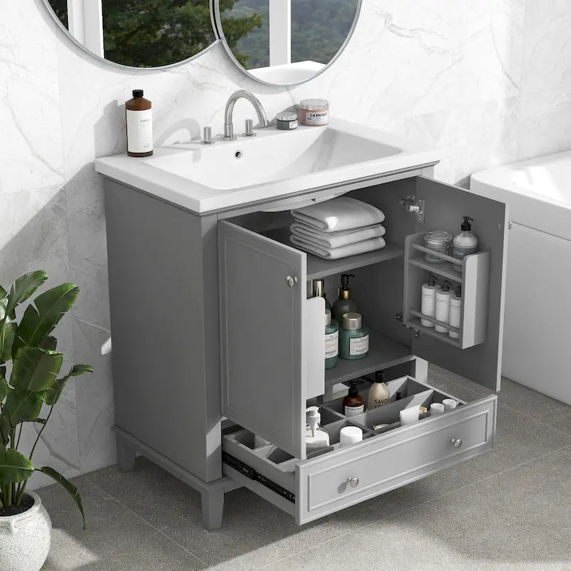 Bathroom Cabinet with Doors and Drawer