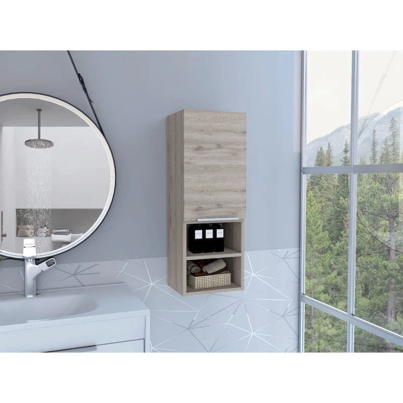 Bathroom Cabinet, Two Interior Shelves, Two External Shelves, Single Door Cabinet