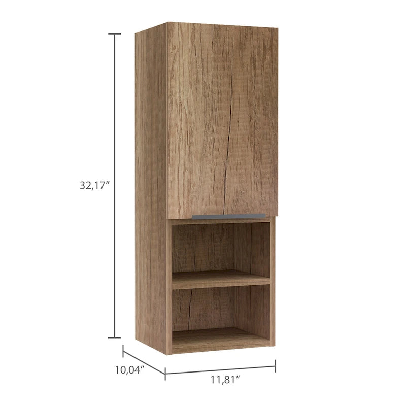 Bathroom Cabinet, Two Interior Shelves, Two External Shelves, Single Door Cabinet