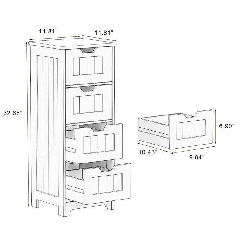 Bathroom Floor Cabinet - 11.81D x 11.81W x 32.68H