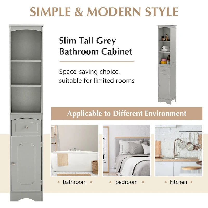 Freestanding Storage Cabinet with Drawer